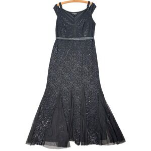 Candlelite Women's 1X Black Lace Sequins‎ Formal Evening Gown Dress Whimsigoth